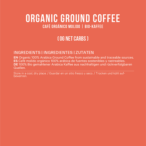Reverso etiqueta café ecológico molido